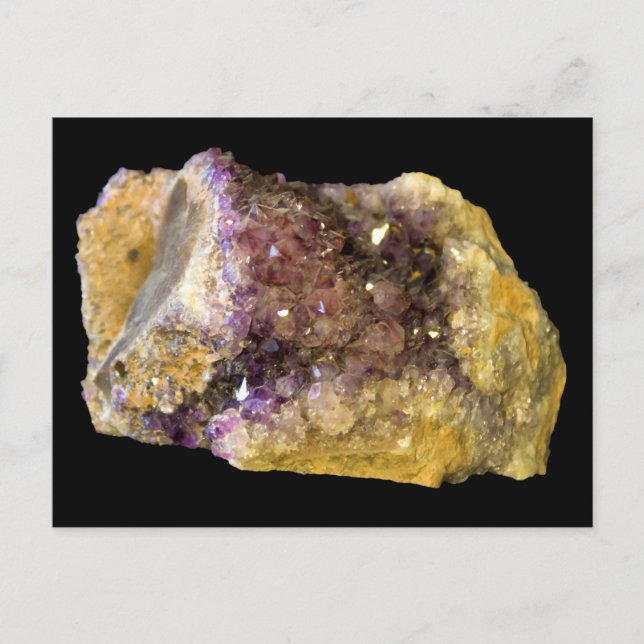 Amethyst auf schwarzem Hintergrund Version 2 Postk Postkarte (Vorderseite)