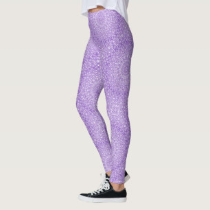 Amethyst auf White Mandala Kaleidoscope Medallion Leggings
