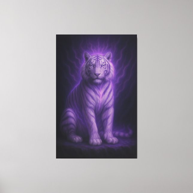 Amethyst Aura White Tiger – Mystic Purple Divine F Leinwanddruck (Vorderseite)