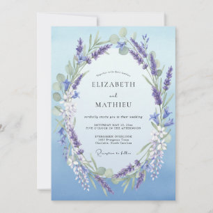Amethyst Azur Kranz Hochzeit Einladung