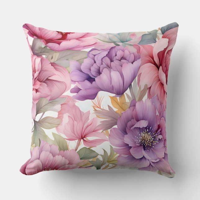 Amethyst Bloom Rhapsody Botanical Kissen (Vorderseite)