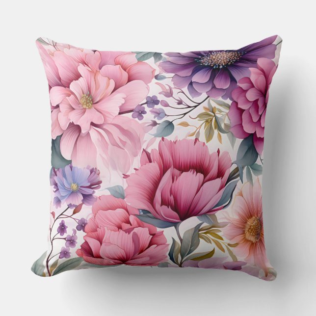 Amethyst Bloom Rhapsody Botanical Kissen (Vorderseite)