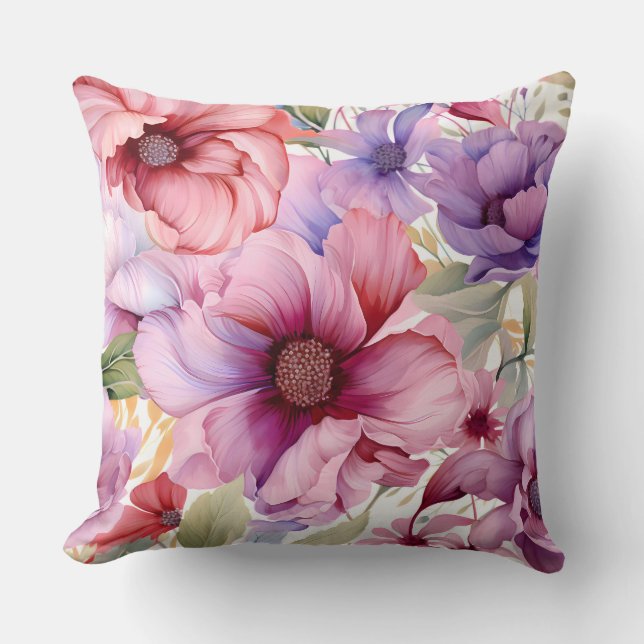 Amethyst Bloom Rhapsody Botanical Kissen (Vorderseite)