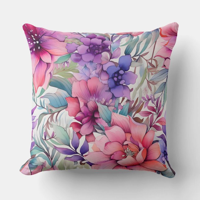 Amethyst Bloom Rhapsody Botanical Kissen (Vorderseite)