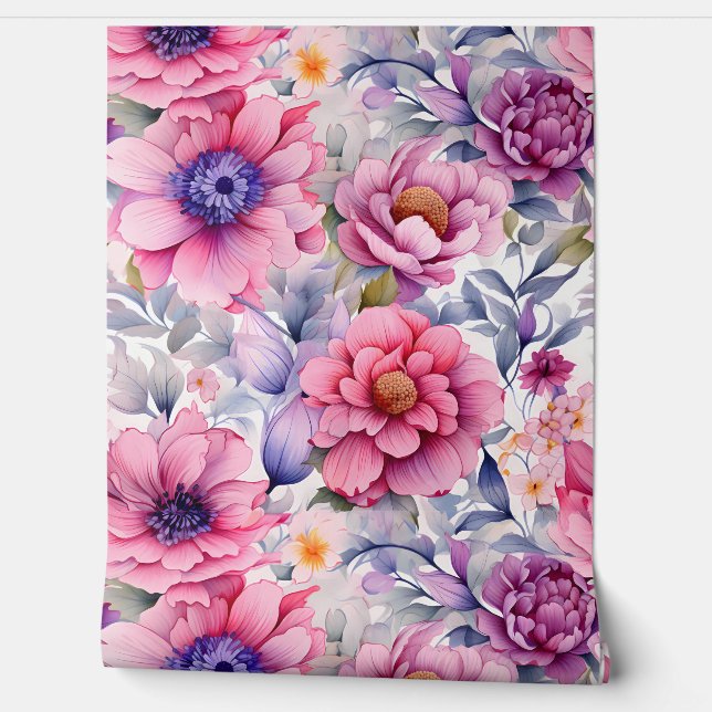 Amethyst Bloom Rhapsody Botanical Tapete (Abrollen)