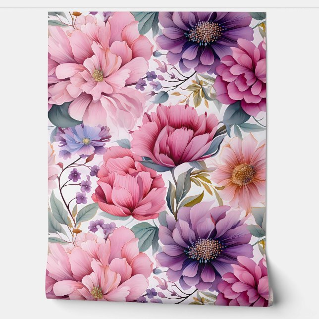 Amethyst Bloom Rhapsody Botanical Tapete (Abrollen)