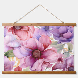 Amethyst Bloom Rhapsody Botanical Wandteppich Mit Holzrahmen