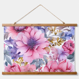 Amethyst Bloom Rhapsody Botanical Wandteppich Mit Holzrahmen