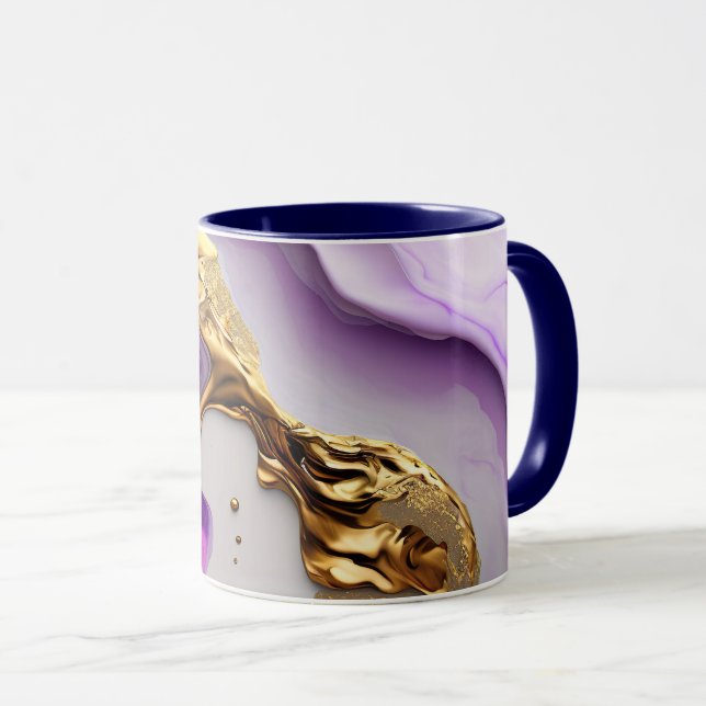 Amethyst & Blush Marmor mit flüssigem Gold Tasse (VorderseiteRechts)
