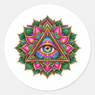 Amethyst-Blüten-Augen-Aufkleber Runder Aufkleber
