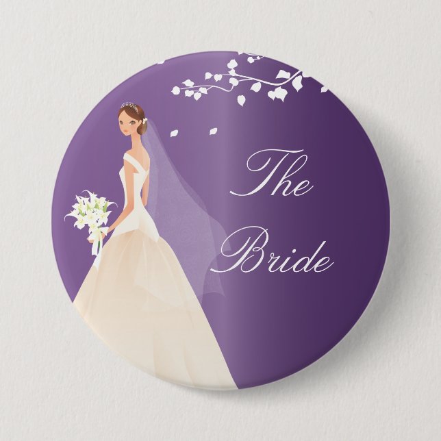 Amethyst Braut-Brautparty-Knopf Button (Vorderseite)