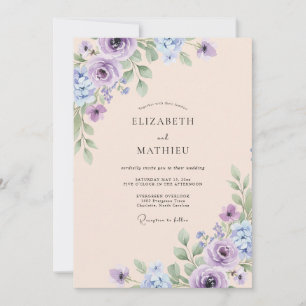 Amethyst Champagner Pfingstrosen-Hochzeit Einladung
