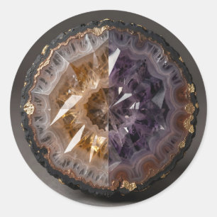 Amethyst Citrin gespaltenes Geode-Kristall Luxus Runder Aufkleber