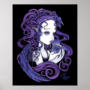 "Amethyst" Crystal Ball Angel Art Poster