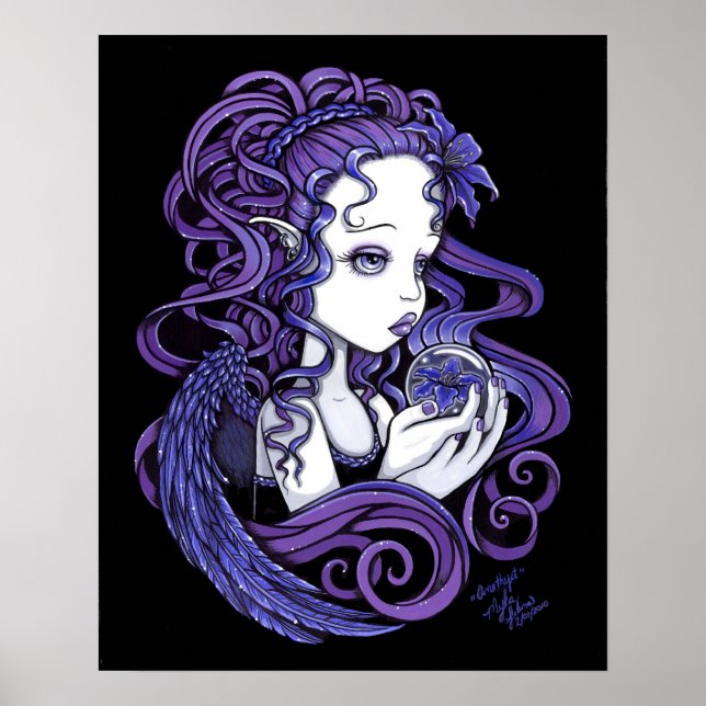 "Amethyst" Crystal Ball Angel Art Poster (Vorne)