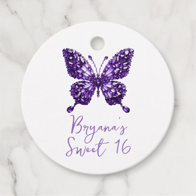 Amethyst Crystal Butterfly Februar Birthstone Geschenkanhänger (Vorderseite)