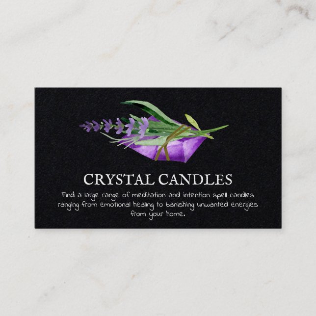 Amethyst Crystal Candle Intention Zauber Business  Visitenkarte (Vorderseite)