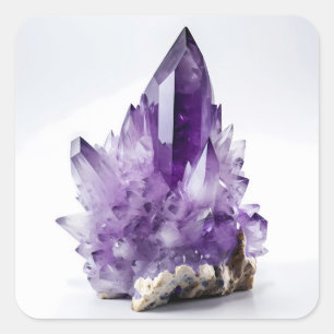 Amethyst Crystal Cluster Lila Gem Gemstone Quadratischer Aufkleber