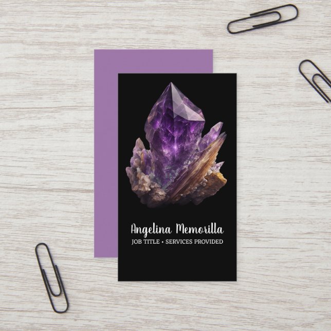 Amethyst Crystal Cluster Visitenkarte (Vorderseite/Rückseite Beispiel)