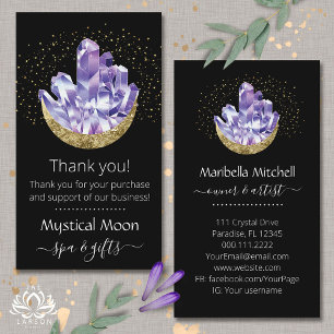 Amethyst Crystal Crescent Moon Kunde Vielen Dank Visitenkarte