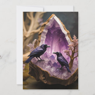 Amethyst Crystal - Crows Blackbird Ravens Einladung