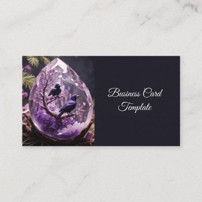 Amethyst Crystal - Crows Blackbird Ravens Visitenkarte (Vorderseite)