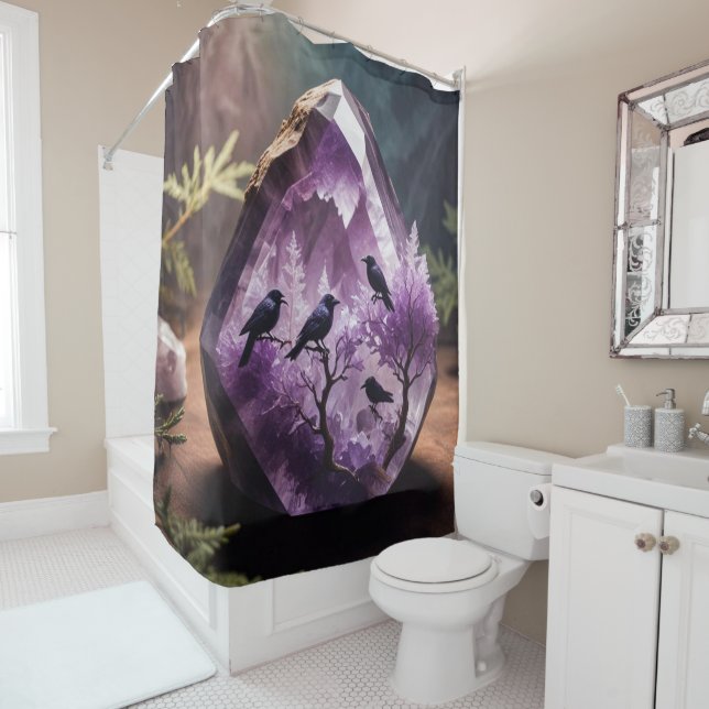 Amethyst Crystal - Crows Ravens Duschvorhang (Beispiel)