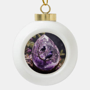 Amethyst Crystal - Crows Ravens Weihnachtsschmuck Keramik Kugel-Ornament
