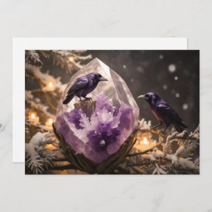 Amethyst Crystal Fantasy - Crows Ravens Weihnachte Feiertagskarte