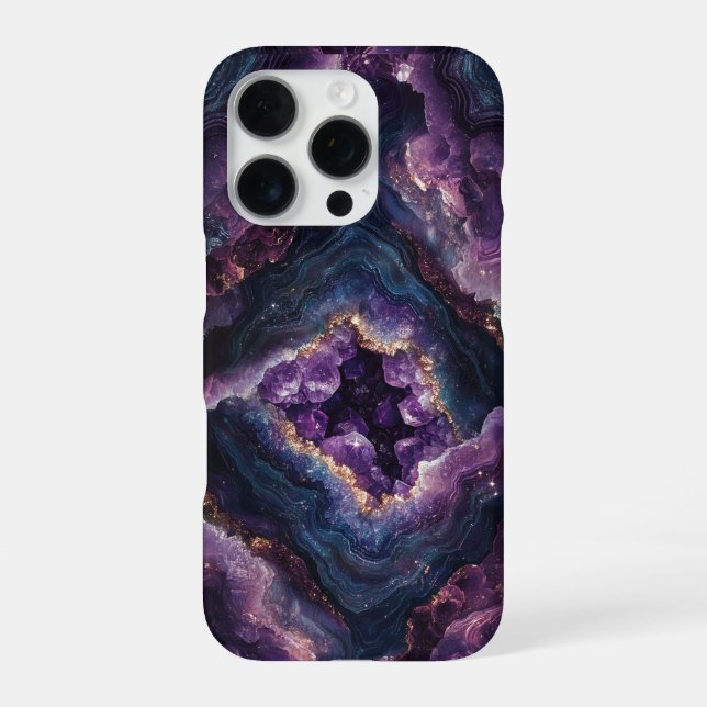 Amethyst Crystal Geode Druzy Imitats 3D Stone iPhone Hülle (Rückseite)