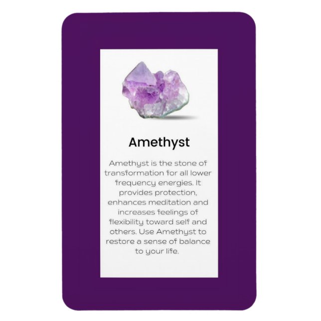 Amethyst Crystal Meaning Juwelier Display Sign Magnet (Vertikal)