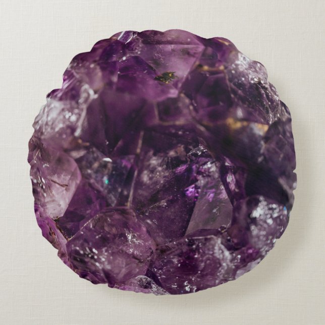 Amethyst Crystal Pattern Rundes Kissen (Vorderseite)