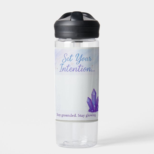 Amethyst Crystal-Themed Pastel Trinkflasche (Vorderseite)
