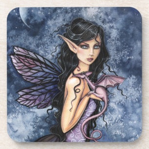 Amethyst-Drache Lila Feen Fantasy-Kunst Untersetzer