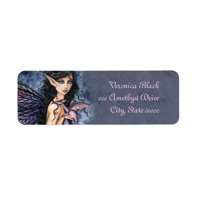 Amethyst Dragon Fairy Fantasy Art Labels (Vorne)