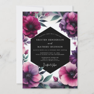Amethyst Dramatische Blütenhochzeit Einladung