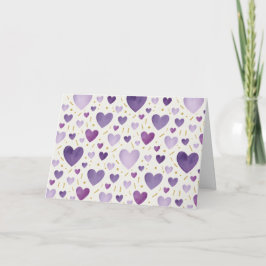 Amethyst Dream Watercolor Hearts Karte