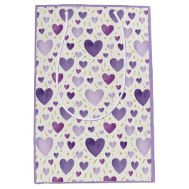 Amethyst Dreams: Watercolor Heart & Gold Sparkle Mittlere Geschenktüte