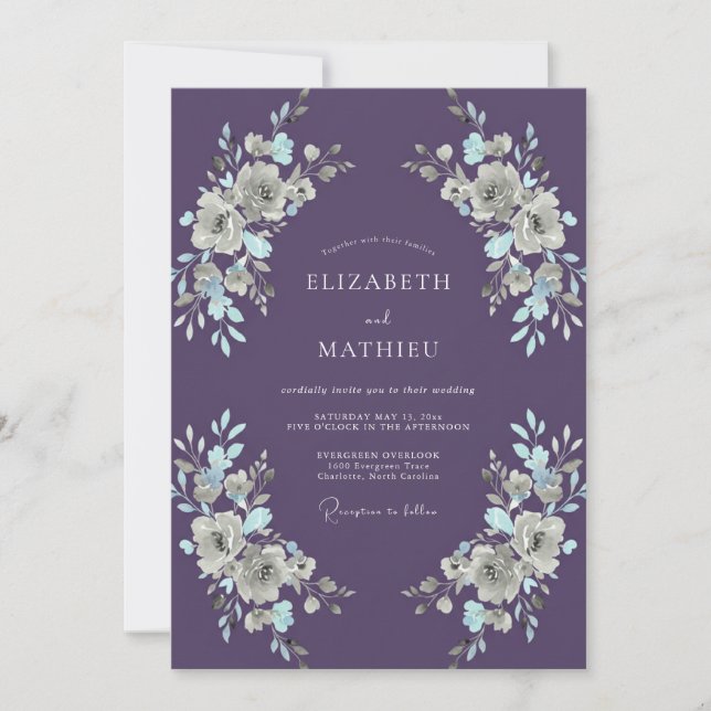 Amethyst düstere Winterhochzeit Einladung (Vorderseite)