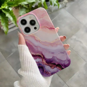 Amethyst Éclat – Luxus Purpur- und Rosamarmor iPhone 16 Hülle