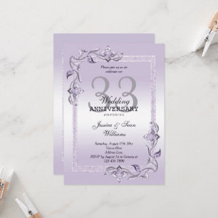 Amethyst Edelstein & Glitter 33. Hochzeitstag Einladung
