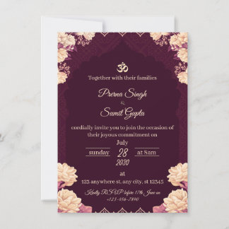 Amethyst Eleganz: Florale lila Hochzeitseinladung Einladung