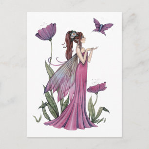 Amethyst-Fairy- und Schmetterlingspostkarte mit Mo Postkarte