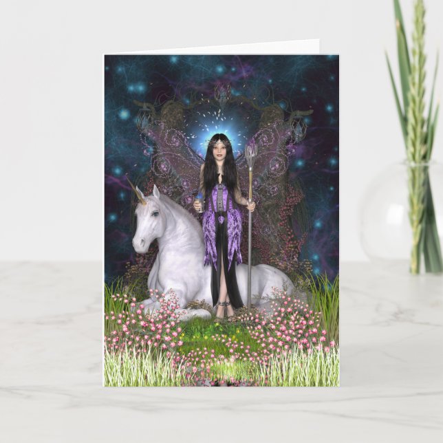 Amethyst Fairy & Unicorn Card Karte (Vorderseite)