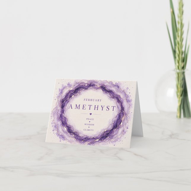 Amethyst Februar Geburtsstein Dankeskarte (Vorderseite)