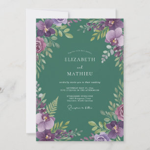 Amethyst-Fichten-Orchideen-Hochzeit Einladung