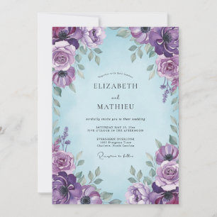 Amethyst Florale Romantische Hochzeit Einladung