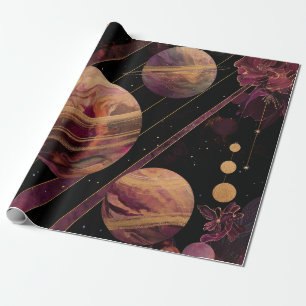 Amethyst-Galaxie-Planet-Gold-Himmelskörper Geschenkpapier