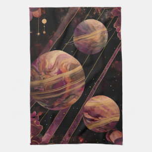 Amethyst-Galaxie-Planet-Gold-Himmelskörper Geschirrtuch