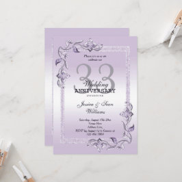 Amethyst Gem & Glitzer 33. Hochzeitstag Einladung